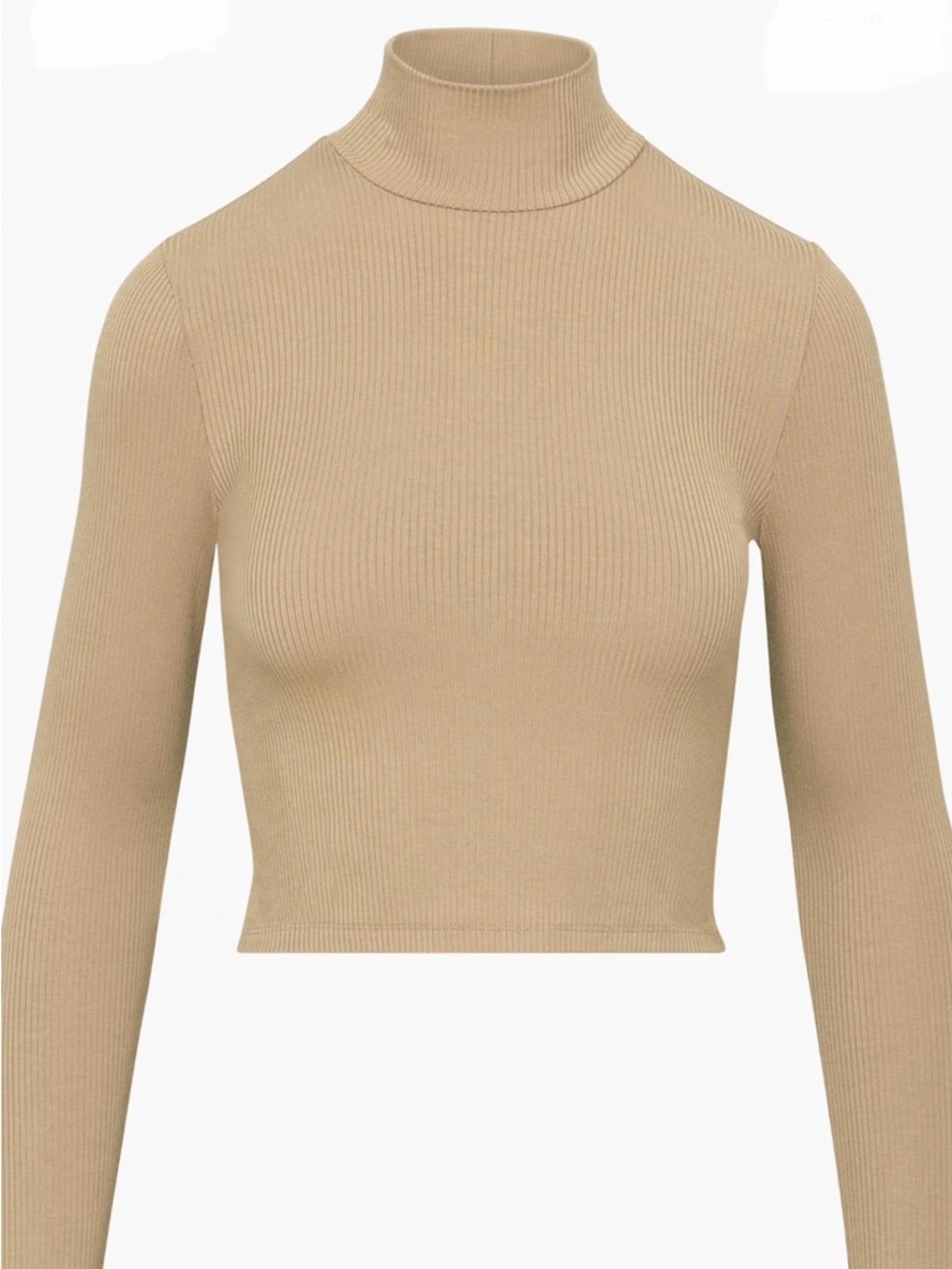 Aritzia Wilfred Ribbed Mock Neck Top - Camel Brown
